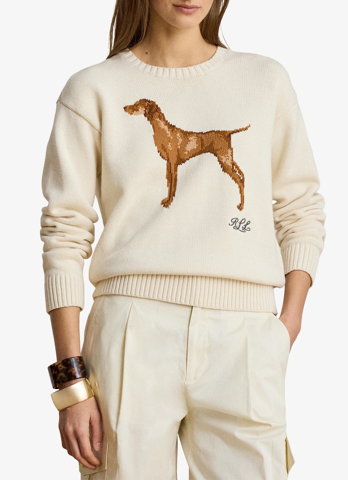 Ralph Lauren Fijngebreide trui met ingebreide print - detail 4 mascarpone crème / crème
