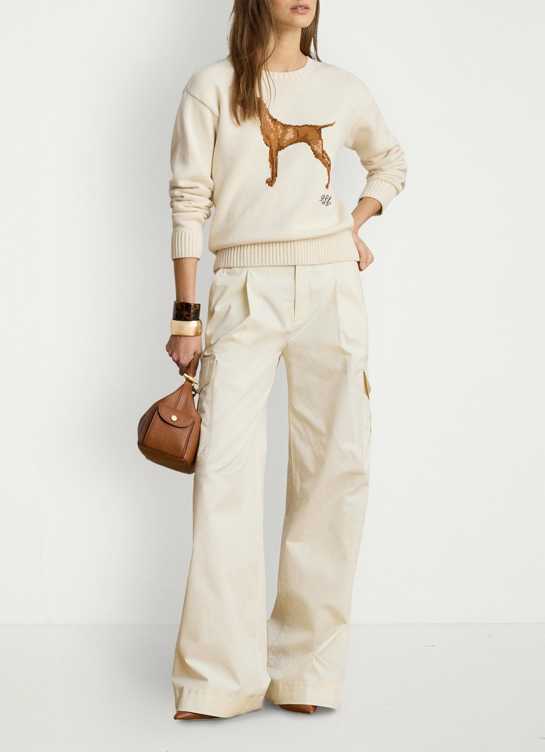 Ralph Lauren Fijngebreide trui met ingebreide print - voorkant 2 mascarpone crème / crème
