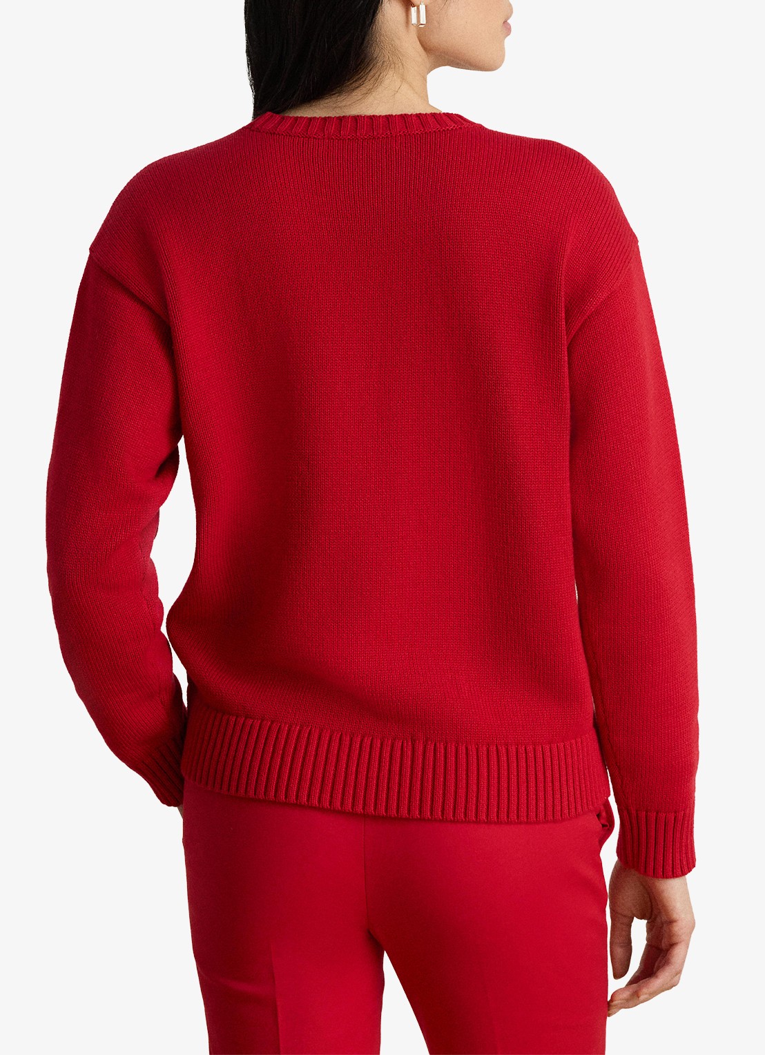 Ralph Lauren Fijngebreide trui met ingebreide print - achterkant 3 ralph red multi / rood
