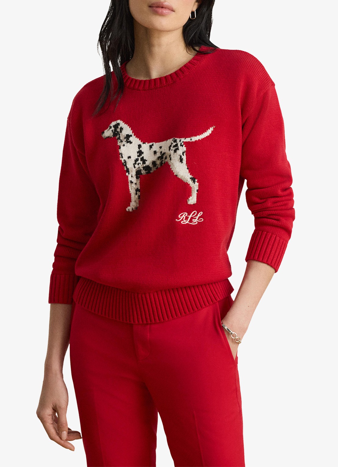 Ralph Lauren Fijngebreide trui met ingebreide print - detail 4 ralph red multi / rood