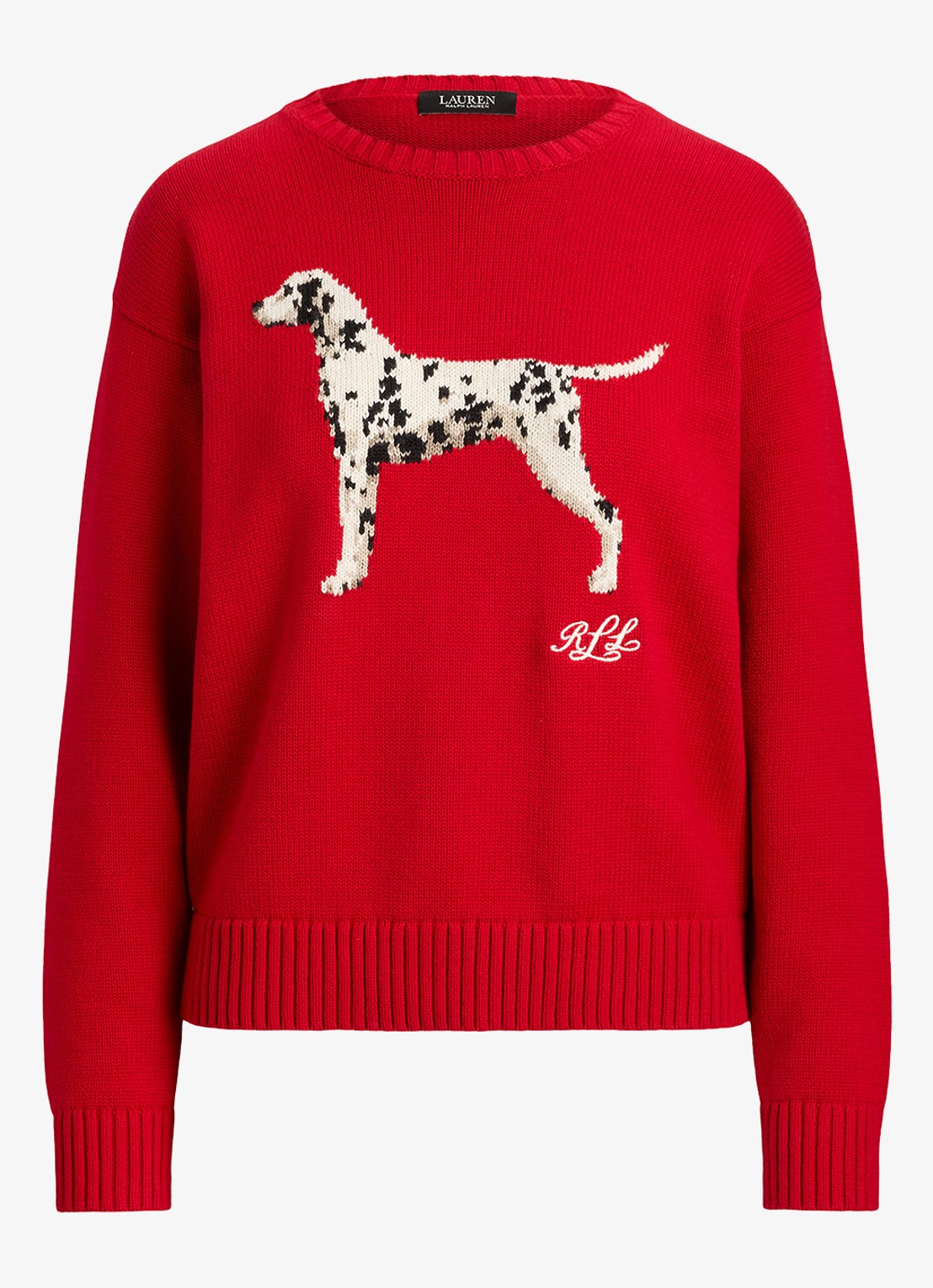 Ralph Lauren Fijngebreide trui met ingebreide print - voorkant ralph red multi / rood