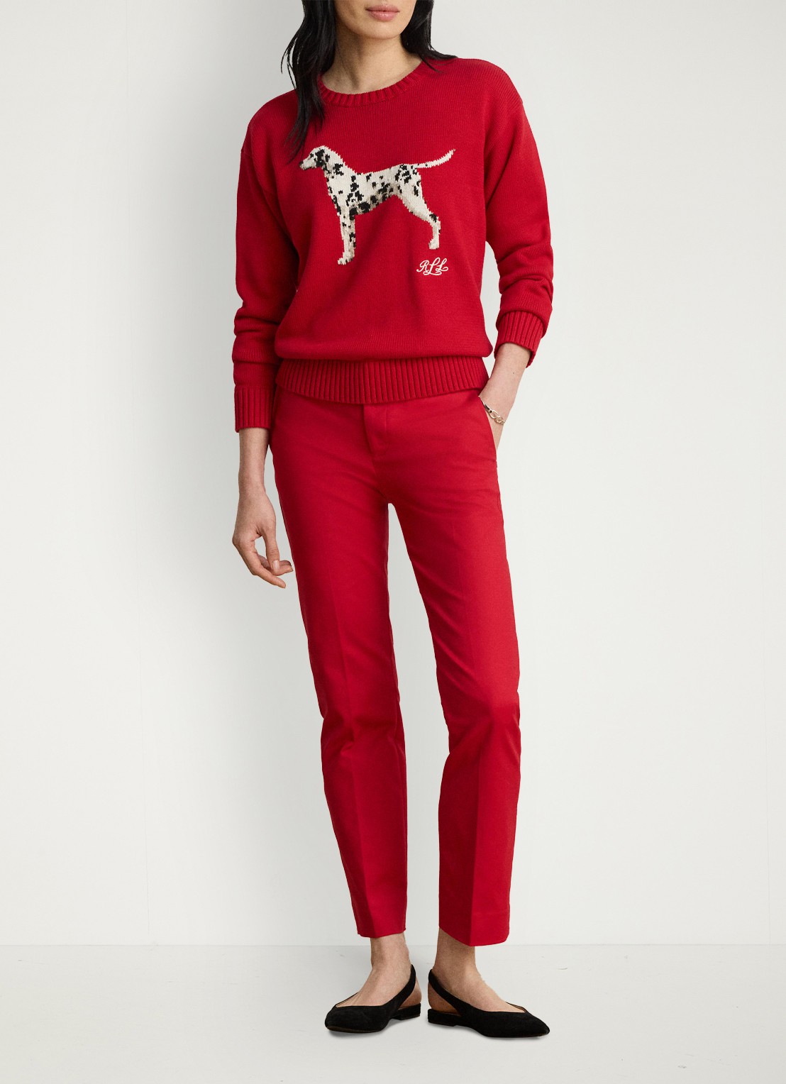 Ralph Lauren Fijngebreide trui met ingebreide print - voorkant 2 ralph red multi / rood