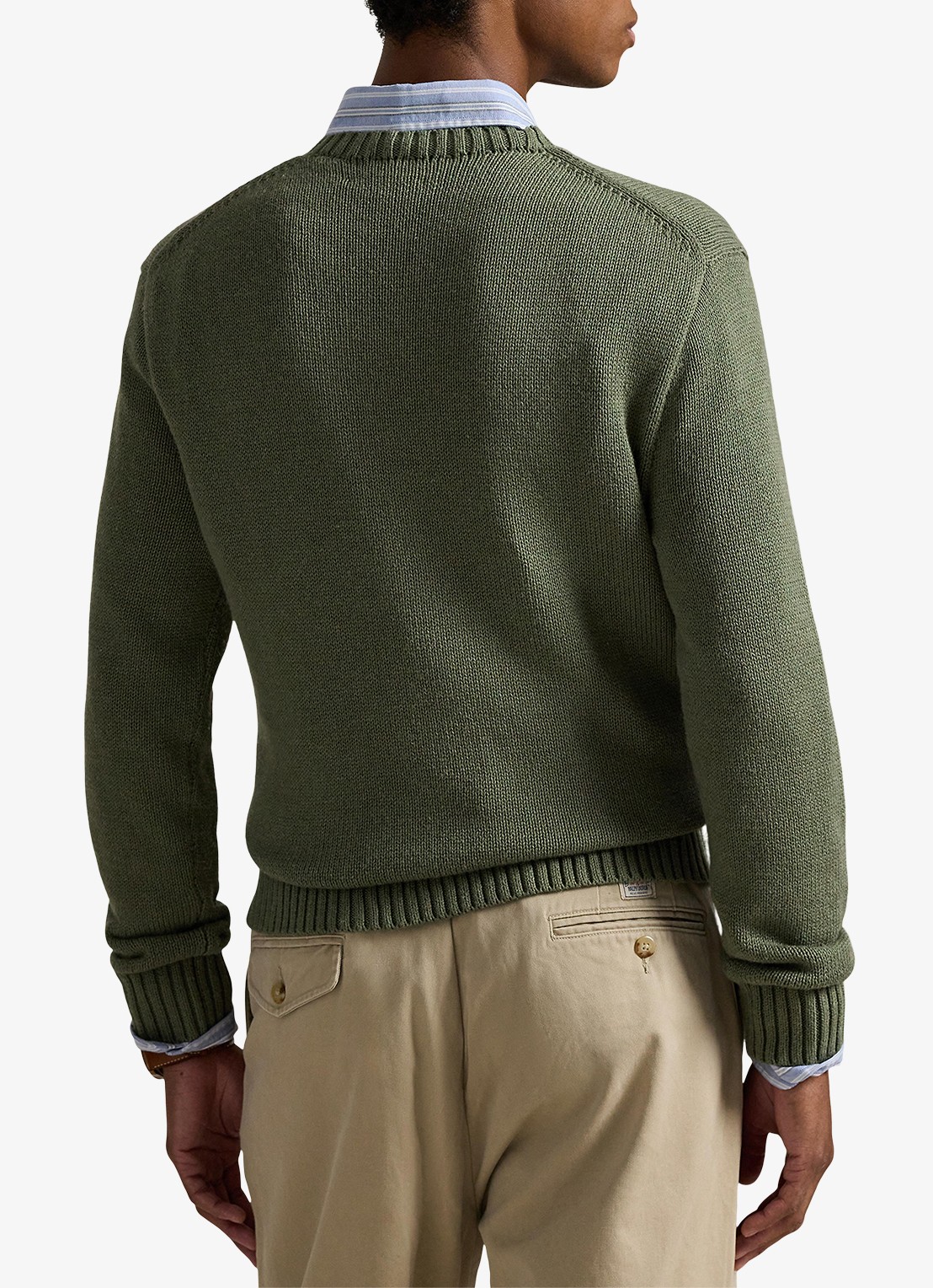 Ralph Lauren Fijngebreide trui met ingebreide print - achterkant lovette heather / legergroen