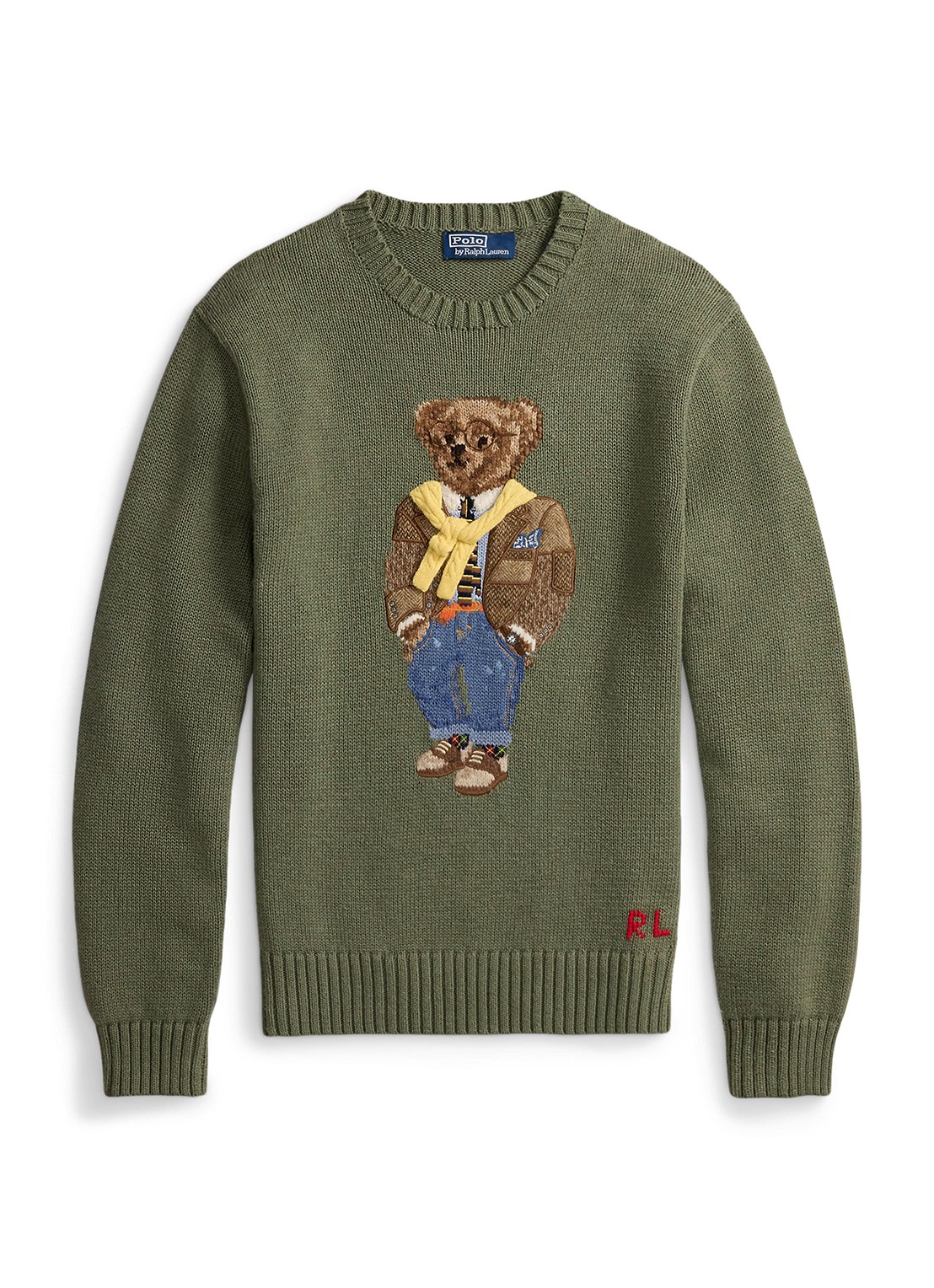 Ralph Lauren Fijngebreide trui met ingebreide print - voorkant 4 lovette heather / legergroen