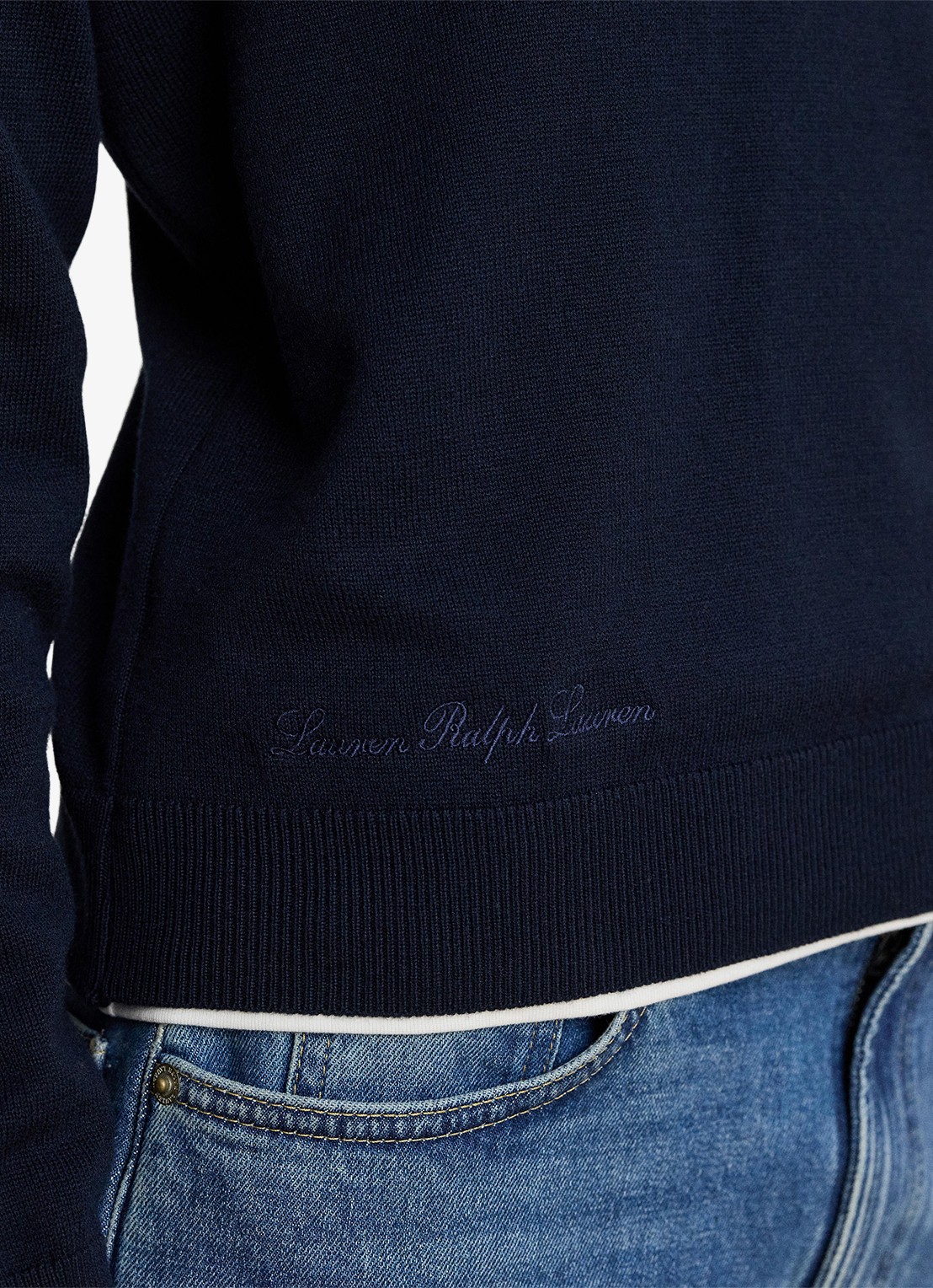 Ralph Lauren Fijngebreide trui met kraag - detail 5 lauren navy / blauw