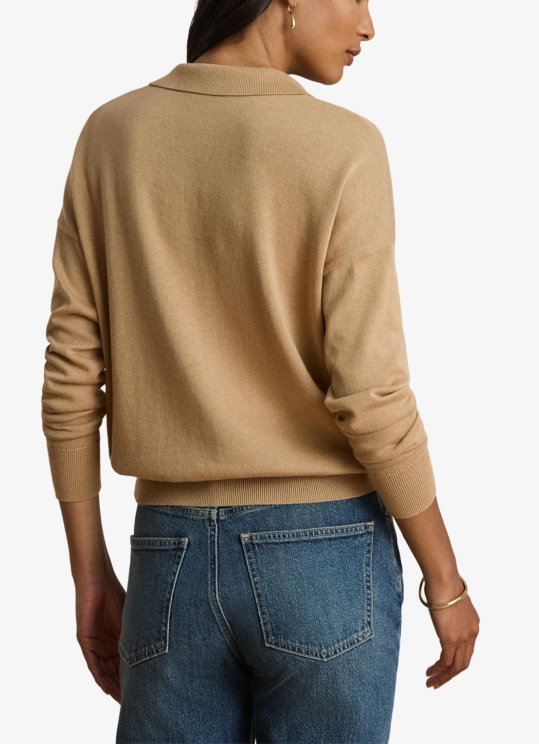 Ralph Lauren Fijngebreide trui met kraag - achterkant 5 birch tan / beige