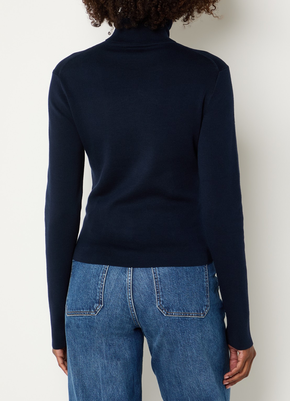 Ralph Lauren Fijngebreide trui met logo en col - achterkant donkerblauw