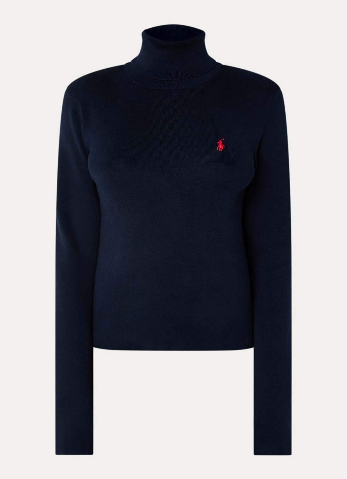 Ralph Lauren Fijngebreide trui met logo en col - voorkant 3 donkerblauw