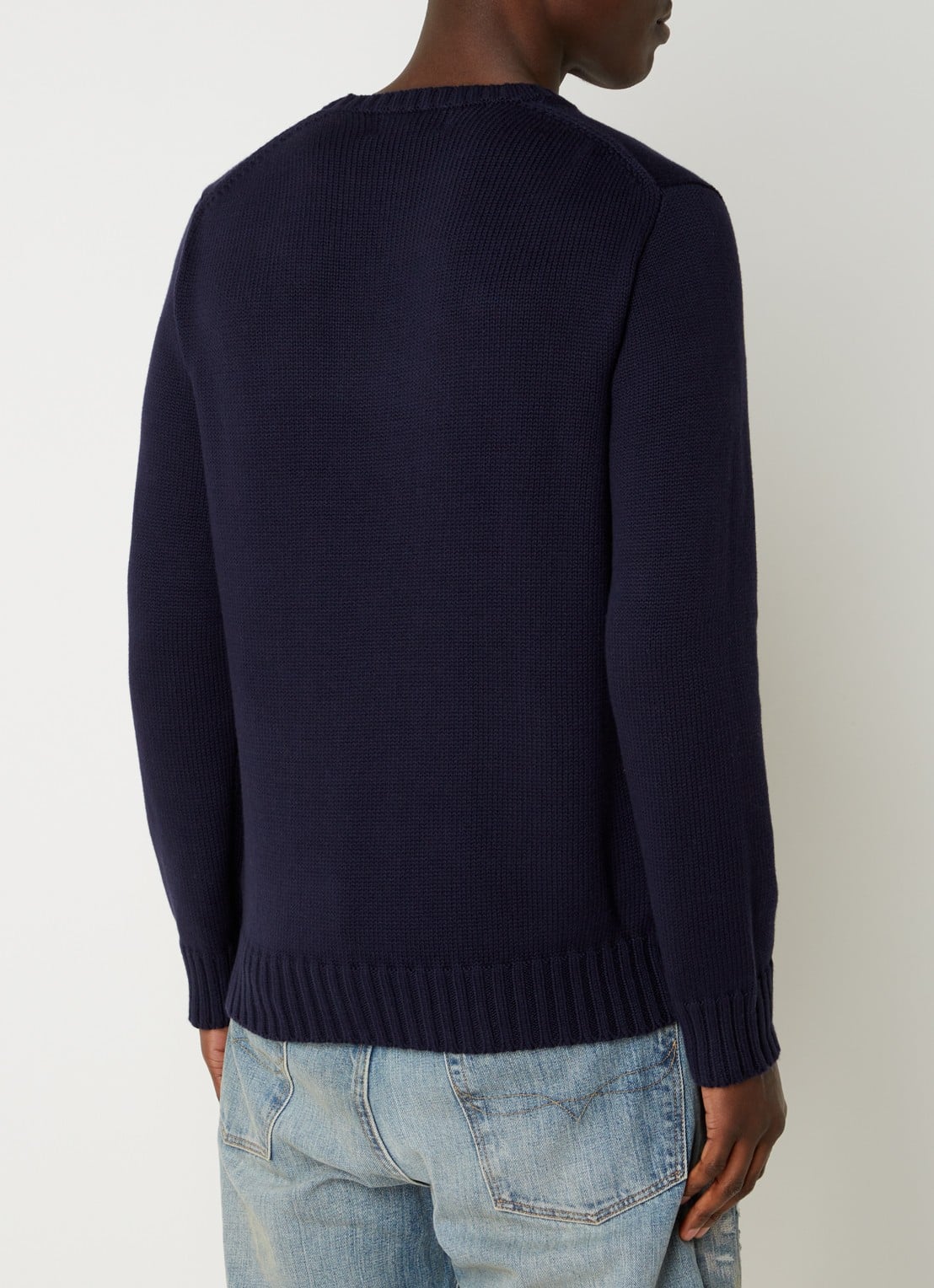 Ralph Lauren Fijngebreide trui met logo  - achterkant 3 hunter navy / donkerblauw