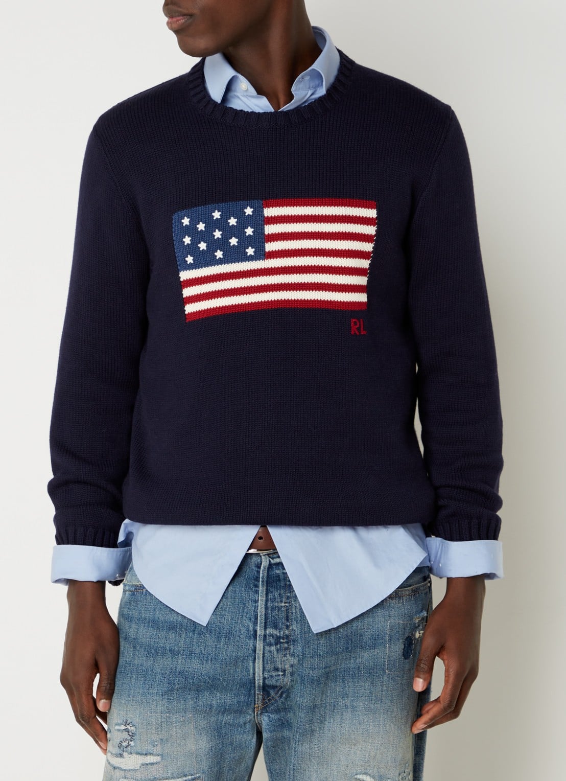 Ralph Lauren Fijngebreide trui met logo  - detail 4 hunter navy / donkerblauw