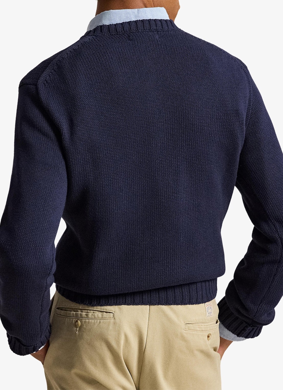Ralph Lauren Fijngebreide trui met logo - achterkant hunter navy / donkerblauw