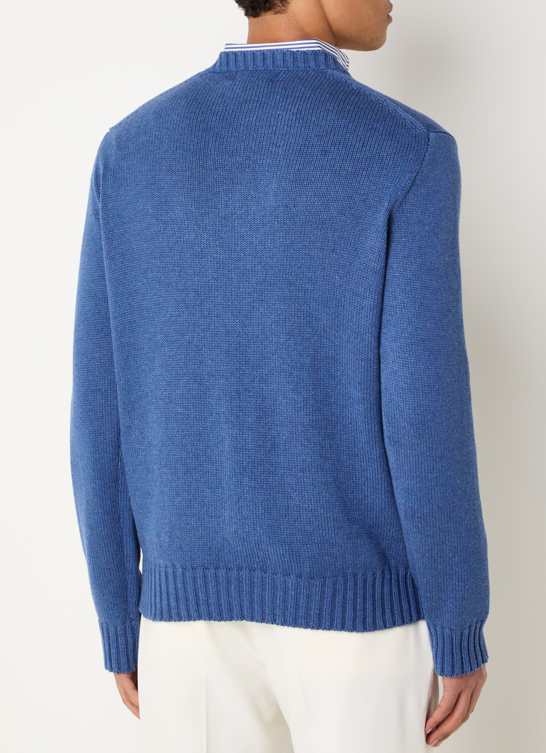 Ralph Lauren Fijngebreide trui met logo - achterkant 4 sea salt blue hthr / blauw
