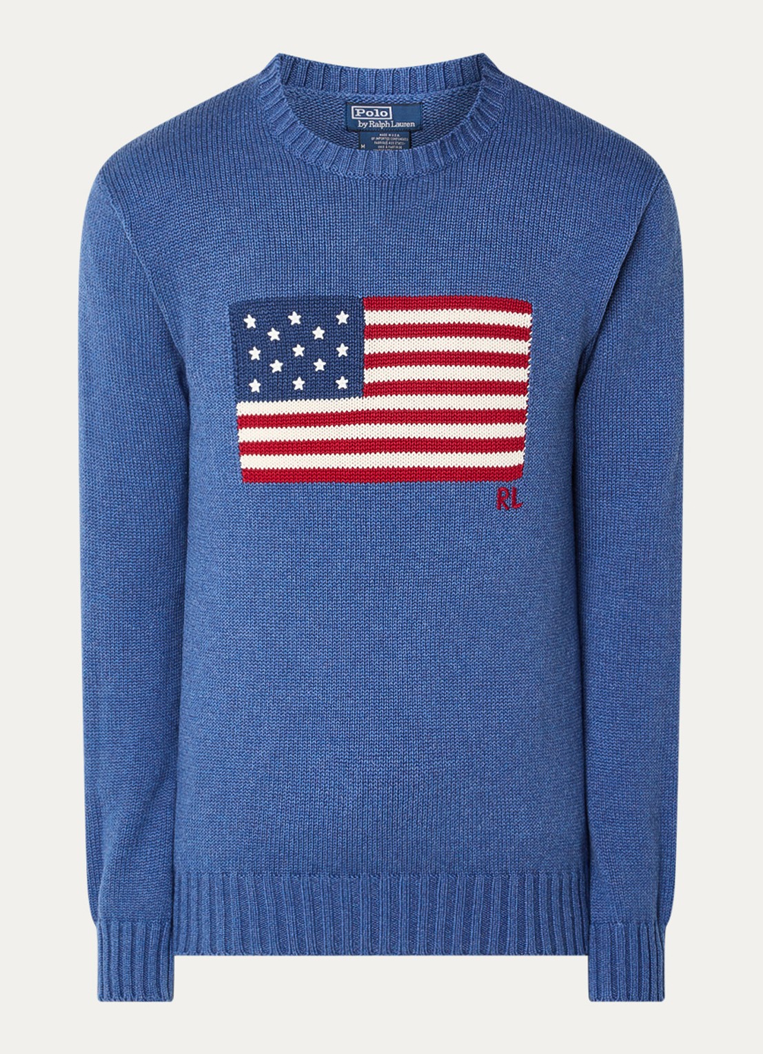 Ralph Lauren Fijngebreide trui met logo - voorkant 2 sea salt blue hthr / blauw