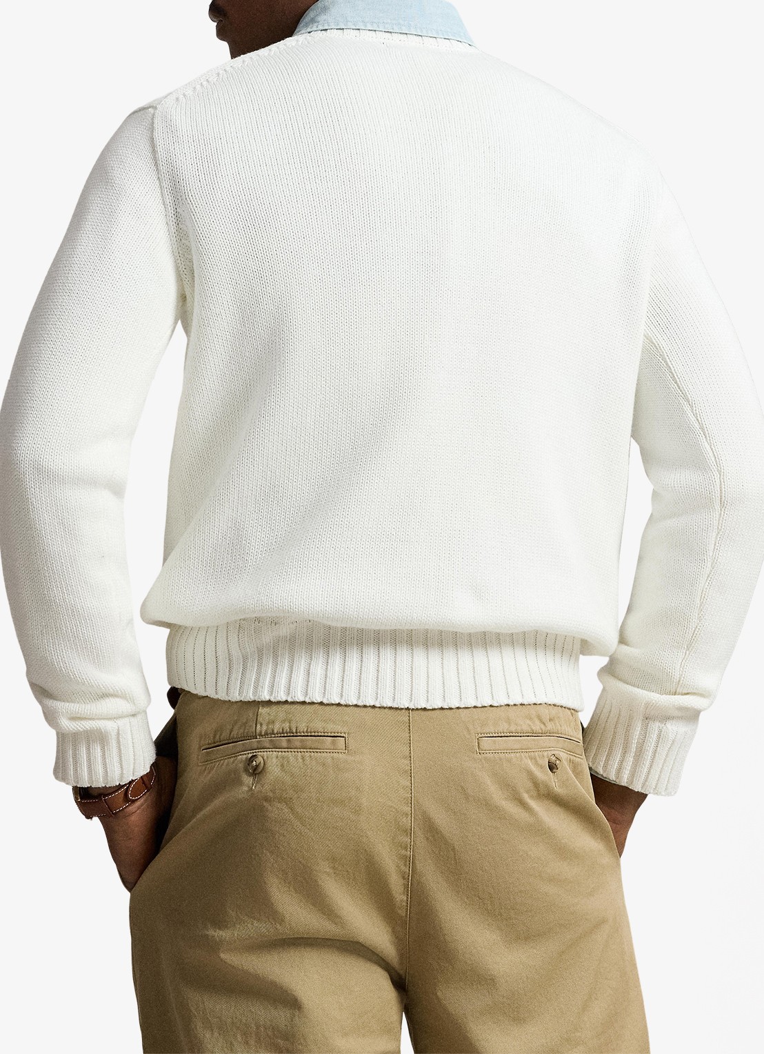 Ralph Lauren Fijngebreide trui met logo - achterkant deckwash white / wit