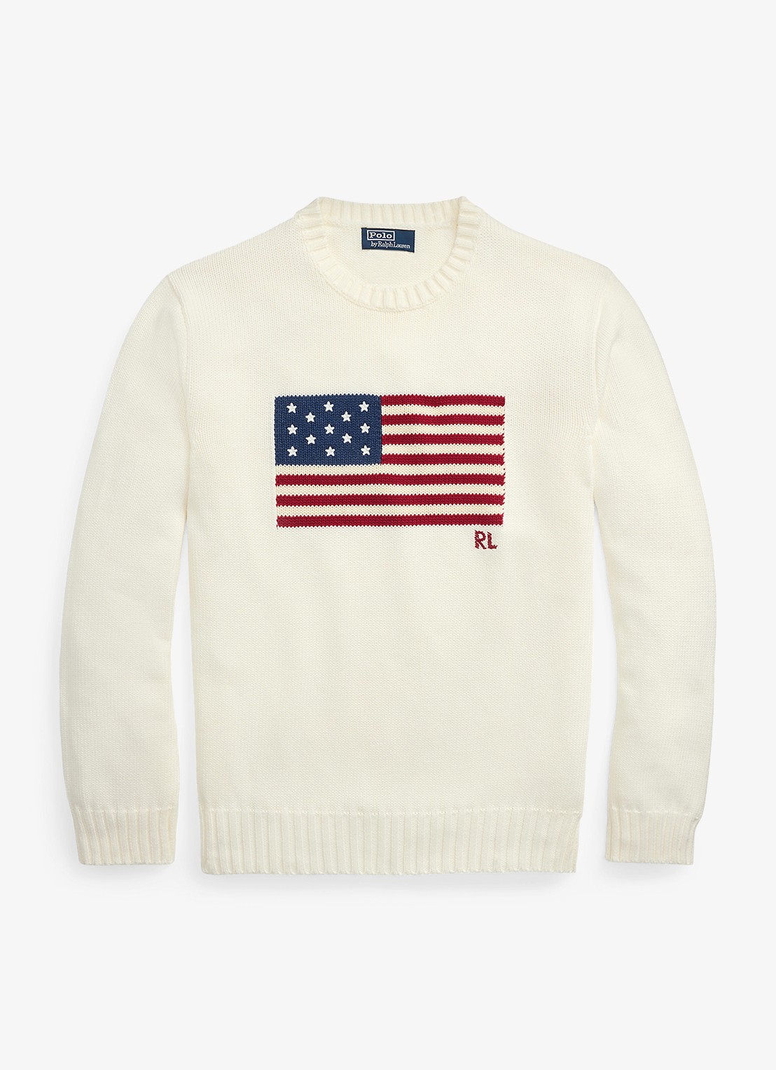 Ralph Lauren Fijngebreide trui met logo - voorkant 3 deckwash white / wit