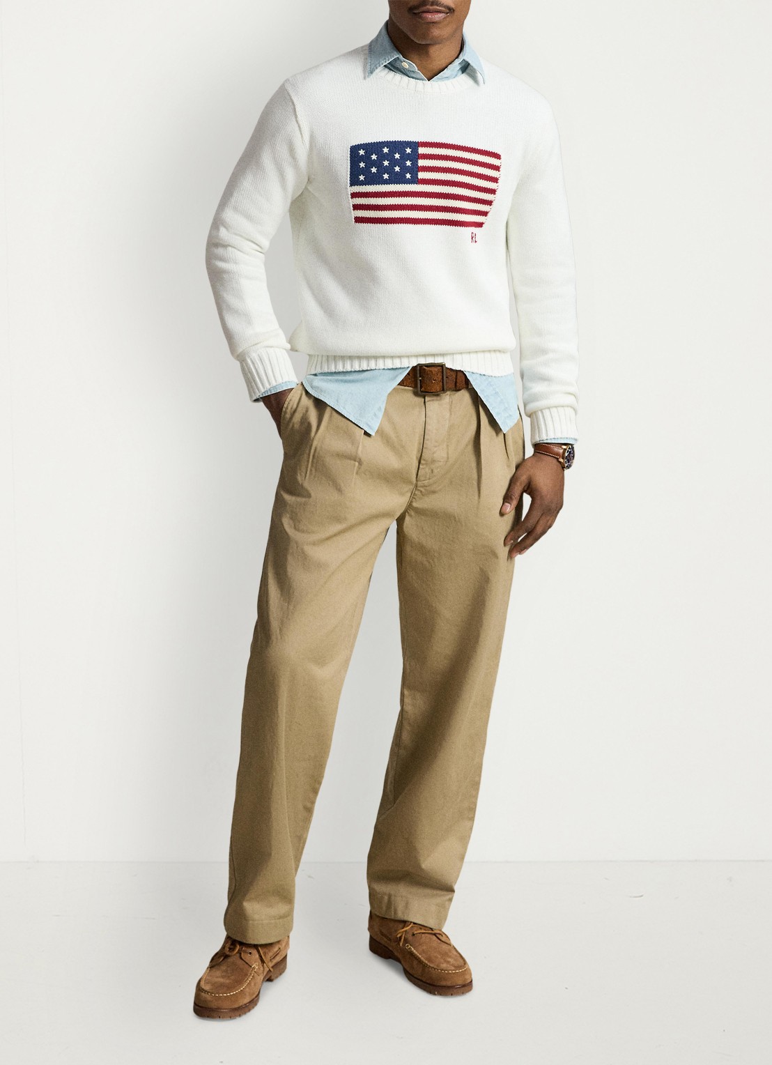 Ralph Lauren Fijngebreide trui met logo - voorkant 4 deckwash white / wit