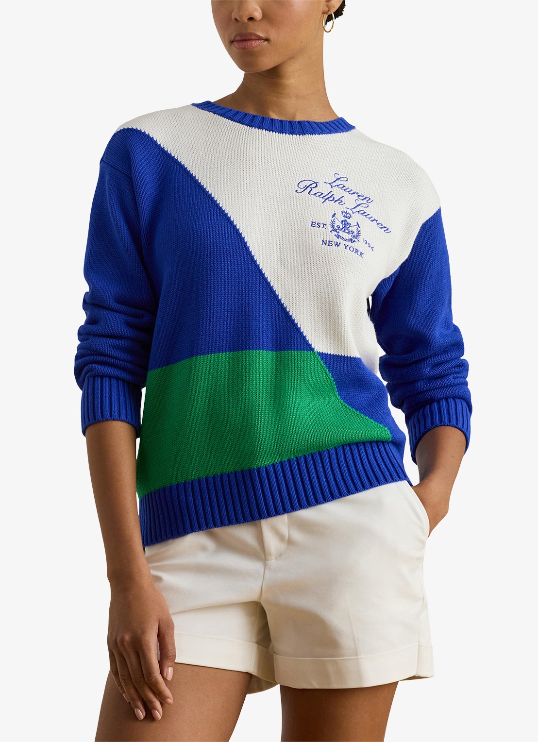 Ralph Lauren Fijngebreide trui met logoborduring - detail 2 kobaltblauw