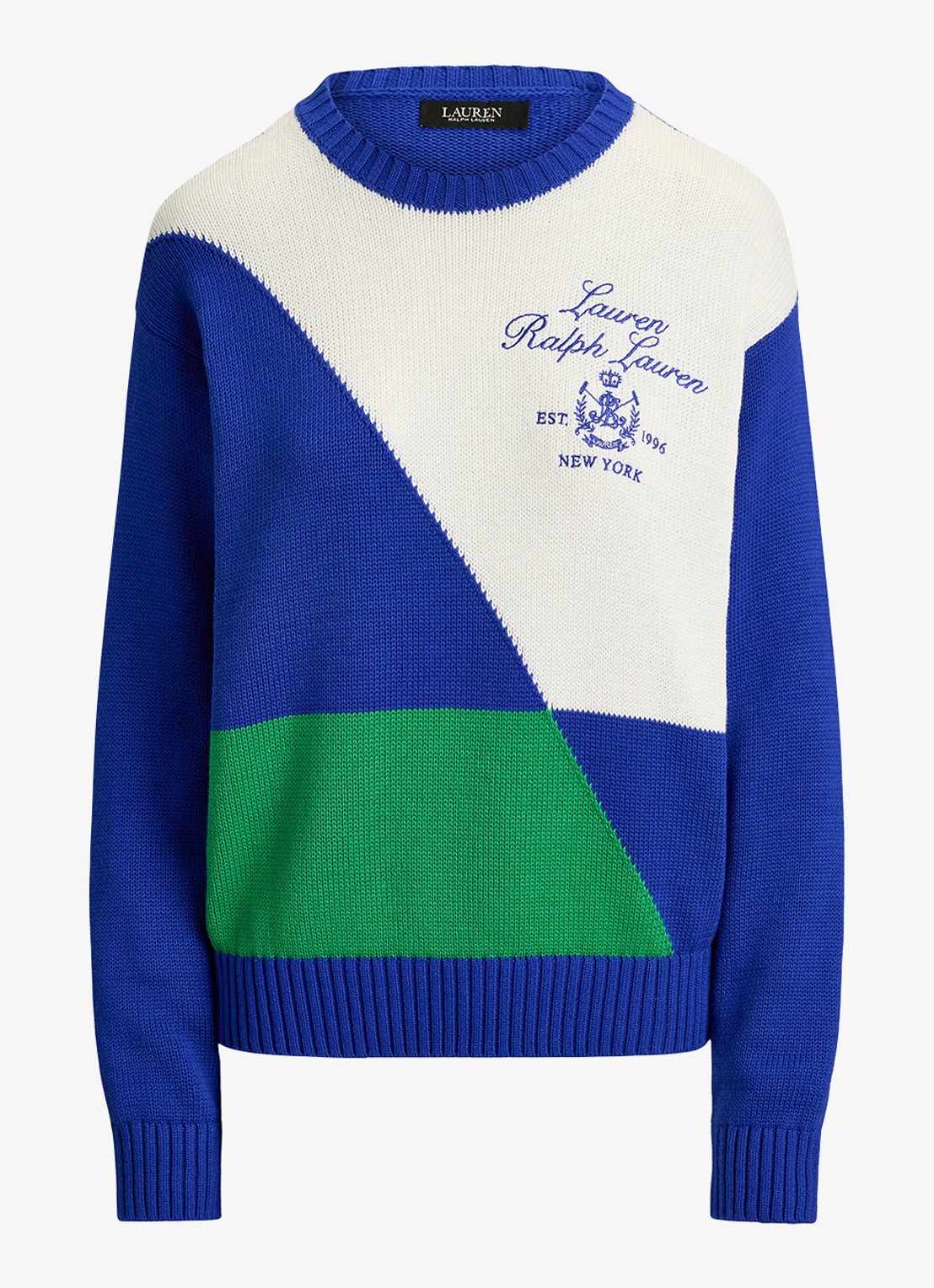 Ralph Lauren Fijngebreide trui met logoborduring - voorkant 3 kobaltblauw