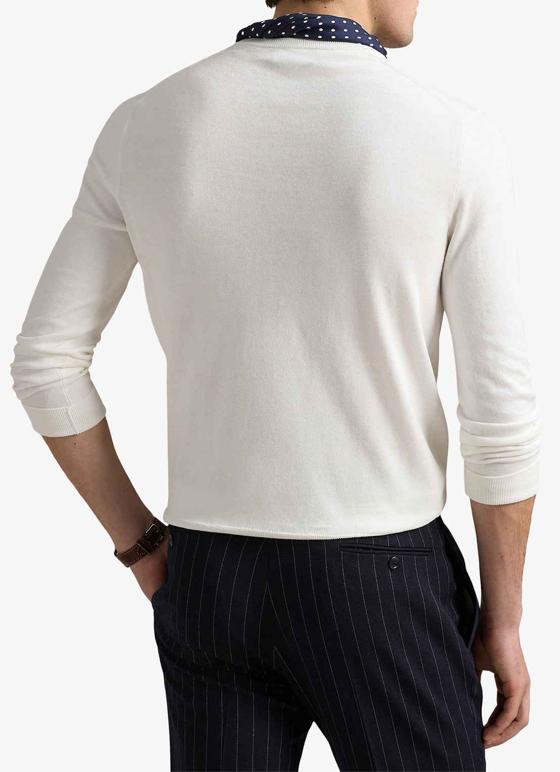 Ralph Lauren Fijngebreide trui met logoborduring - achterkant 5 deckwash white / wit