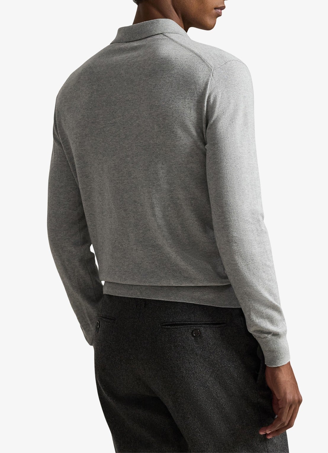 Ralph Lauren Fijngebreide trui met logoborduring - achterkant 3 andover heather / lichtgrijs