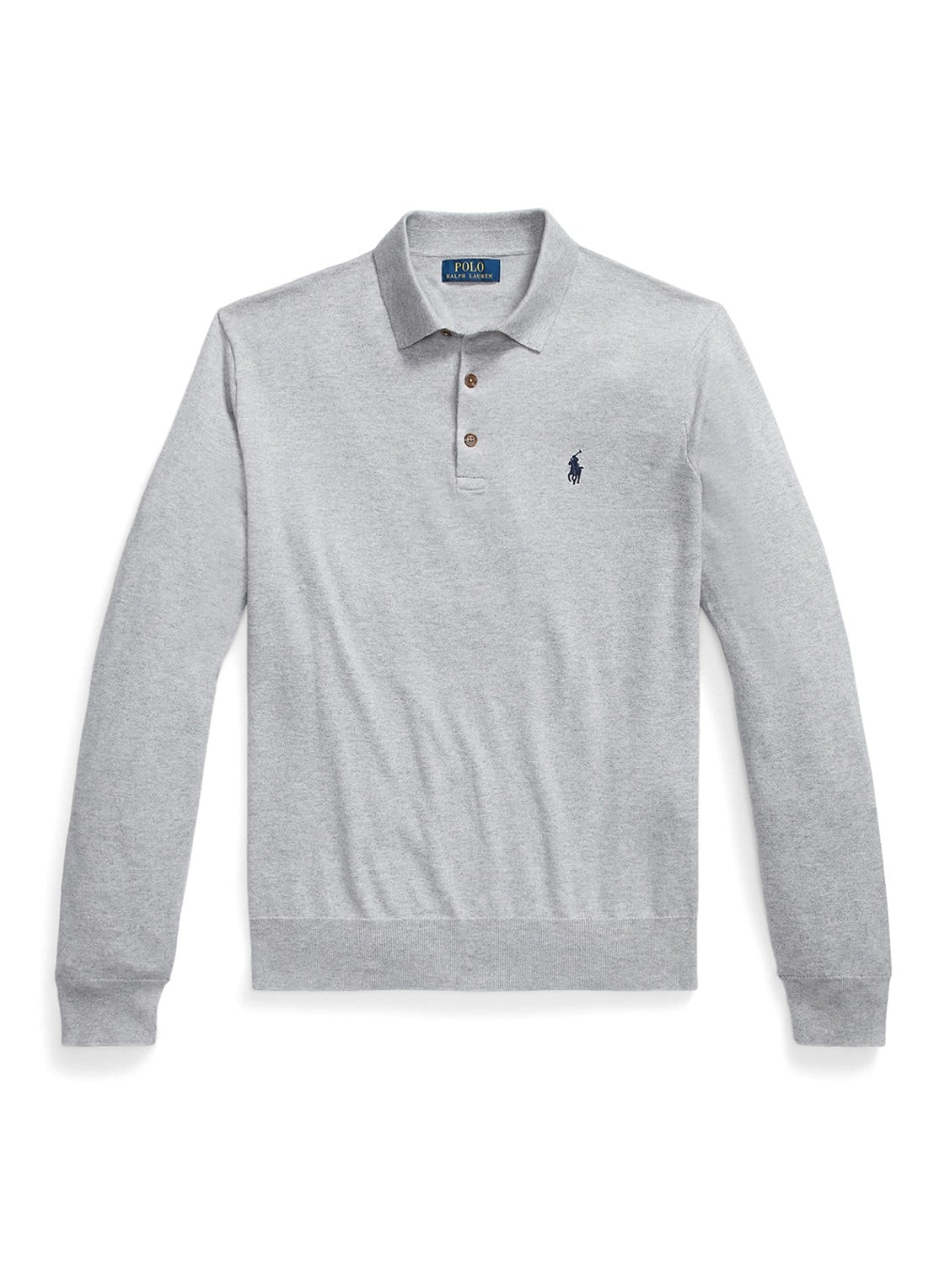 Ralph Lauren Fijngebreide trui met logoborduring - voorkant andover heather / lichtgrijs