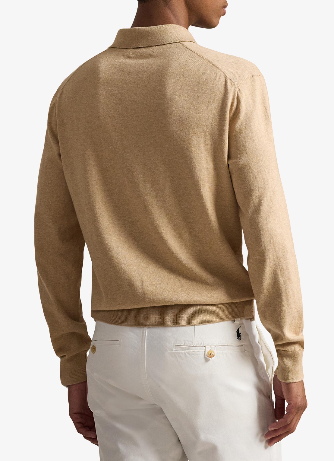 Ralph Lauren Fijngebreide trui met logoborduring - achterkant camel melange / camel
