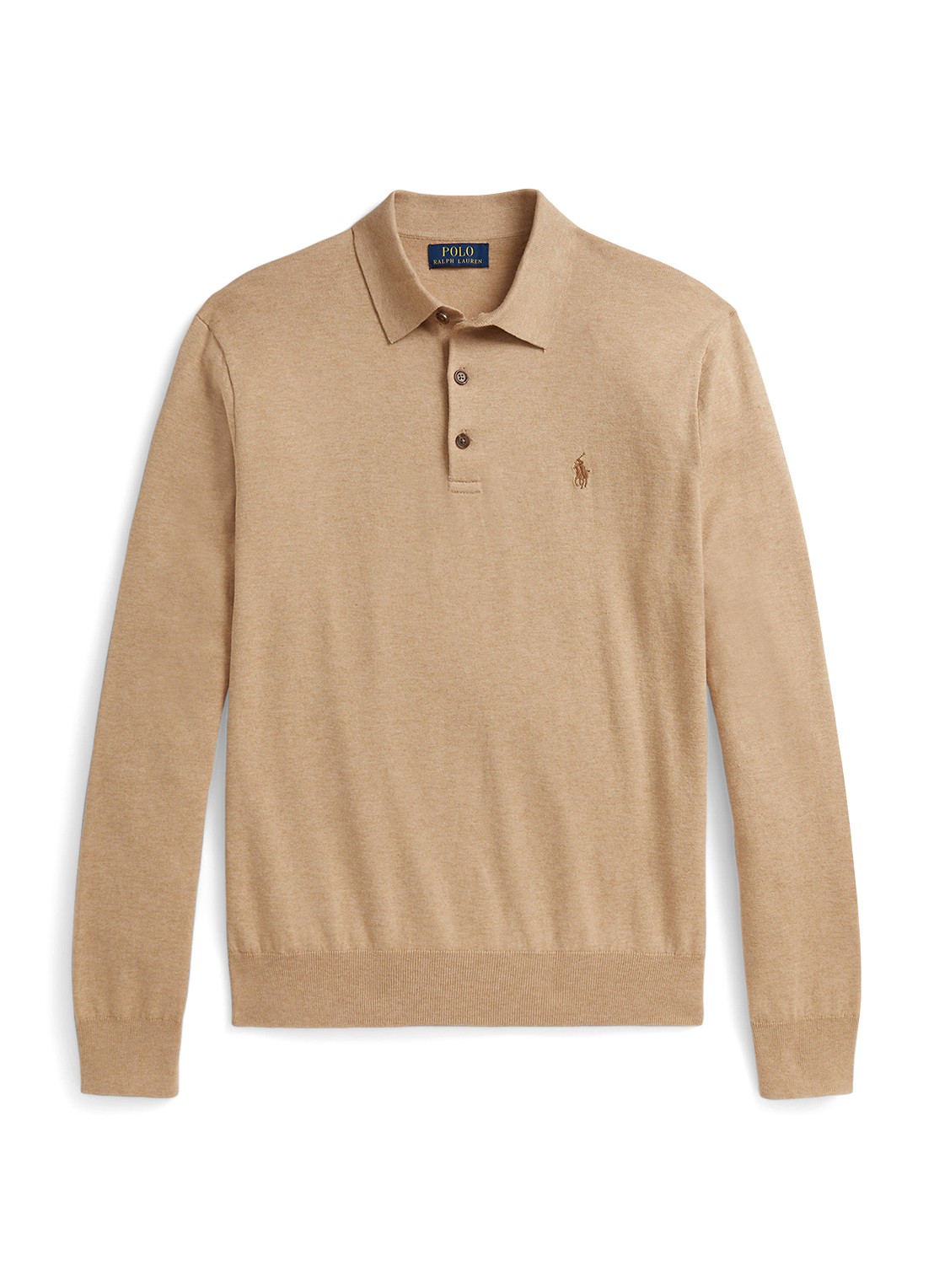 Ralph Lauren Fijngebreide trui met logoborduring - voorkant 4 camel melange / camel