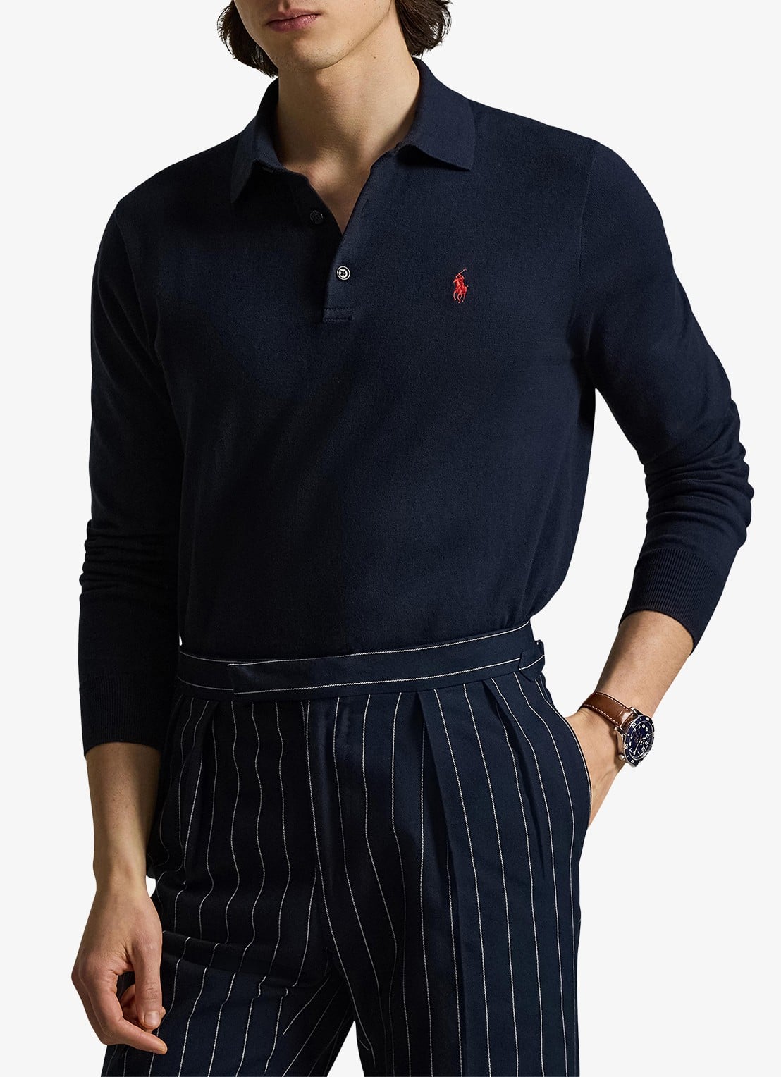 Ralph Lauren Fijngebreide trui met logoborduring - detail 2 blauw