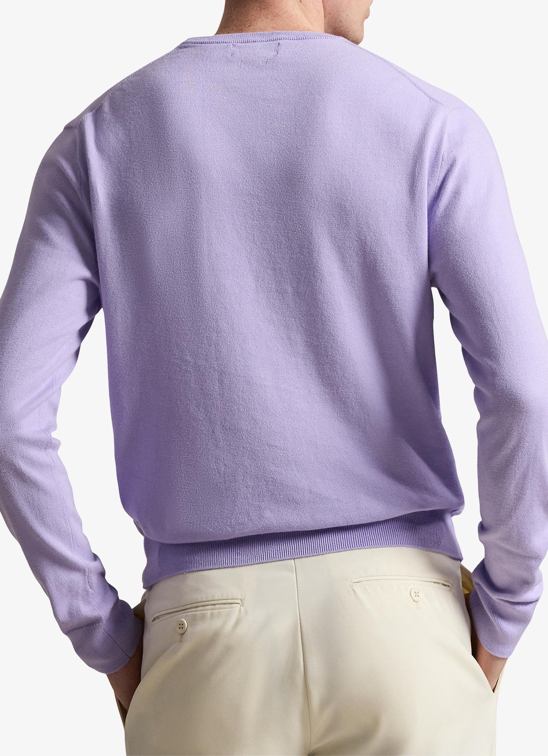 Ralph Lauren Fijngebreide trui met logoborduring - achterkant powder purple / lichtpaars