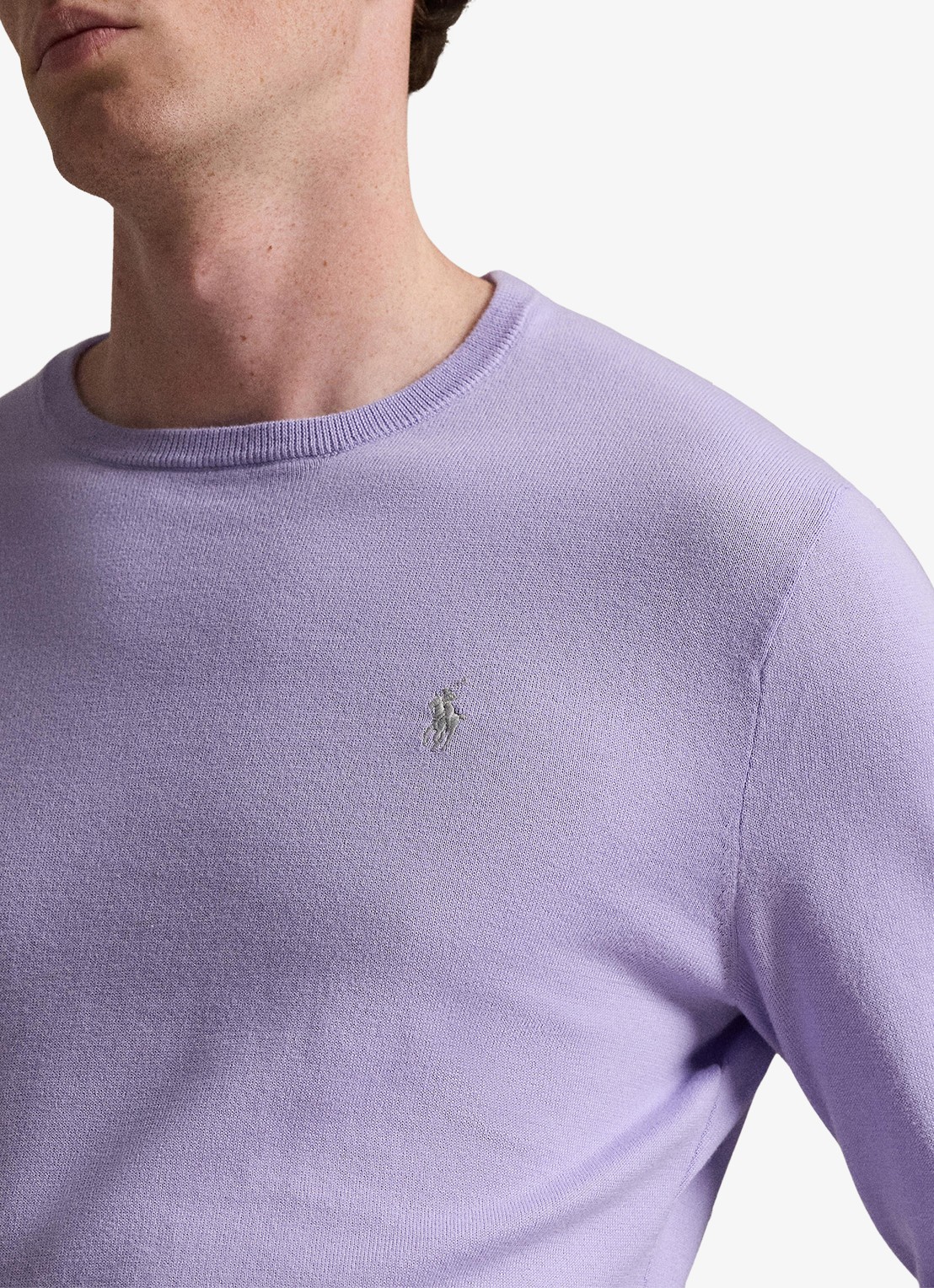 Ralph Lauren Fijngebreide trui met logoborduring - detail 3 powder purple / lichtpaars