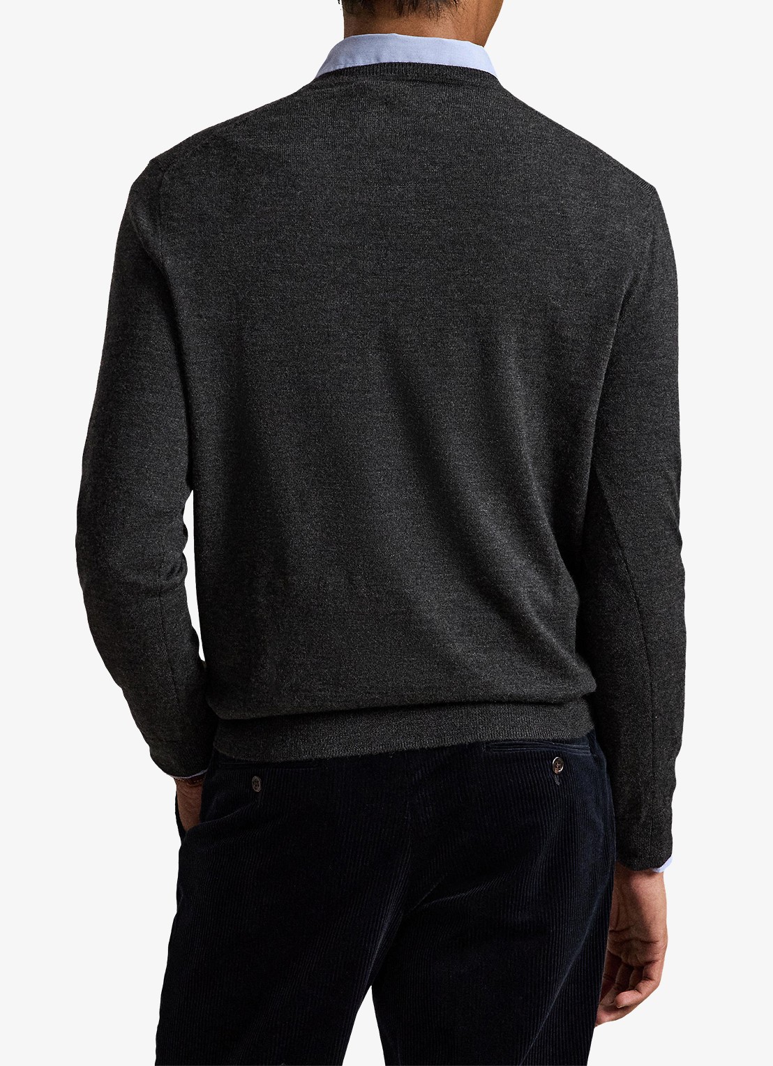 Ralph Lauren Fijngebreide trui met logoborduring - achterkant 3 dark granite hthr / donkergrijs
