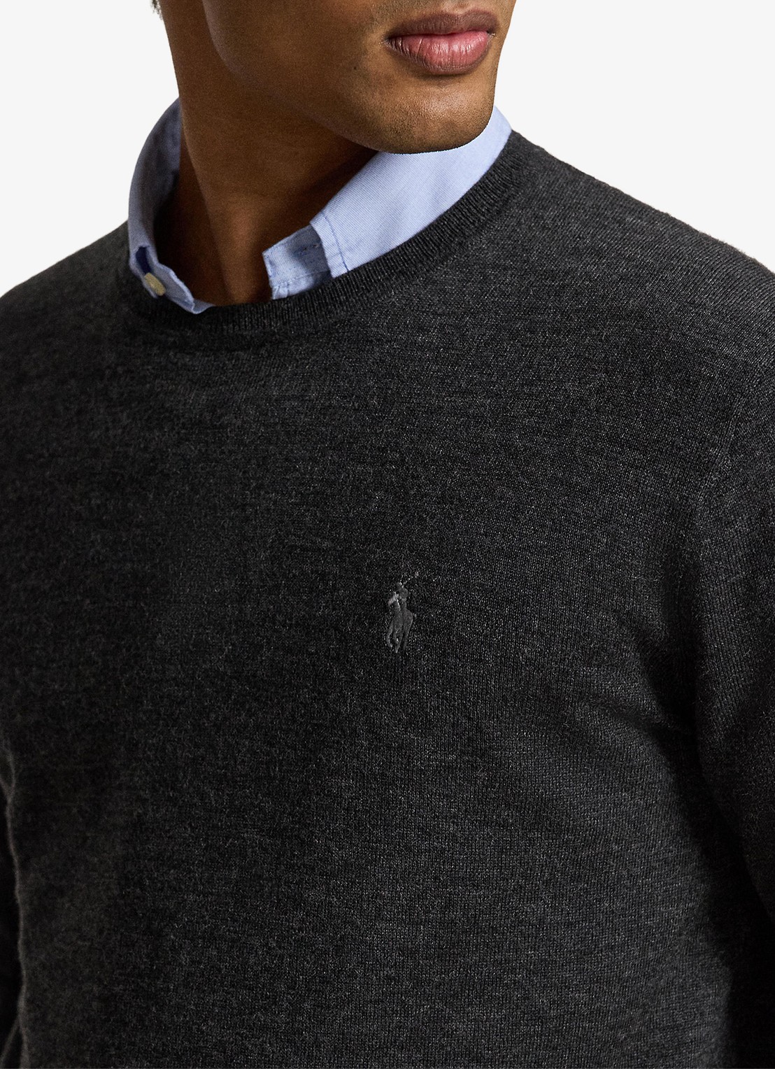 Ralph Lauren Fijngebreide trui met logoborduring - detail 4 dark granite hthr / donkergrijs