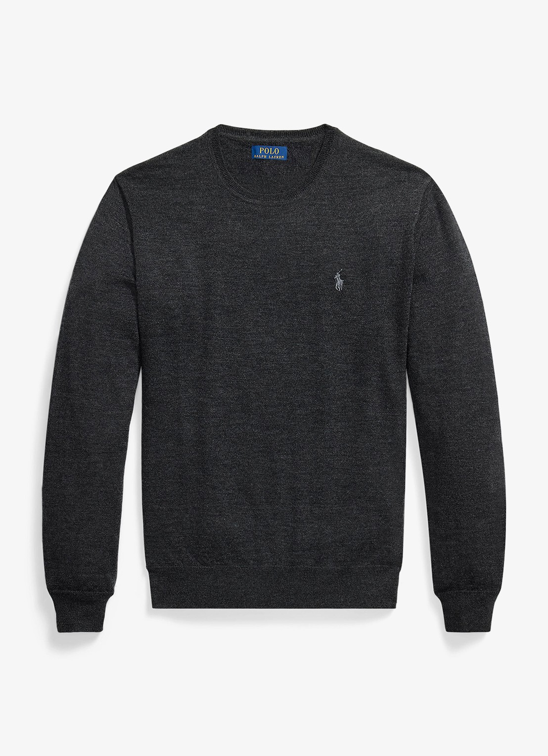 Ralph Lauren Fijngebreide trui met logoborduring - voorkant dark granite hthr / donkergrijs