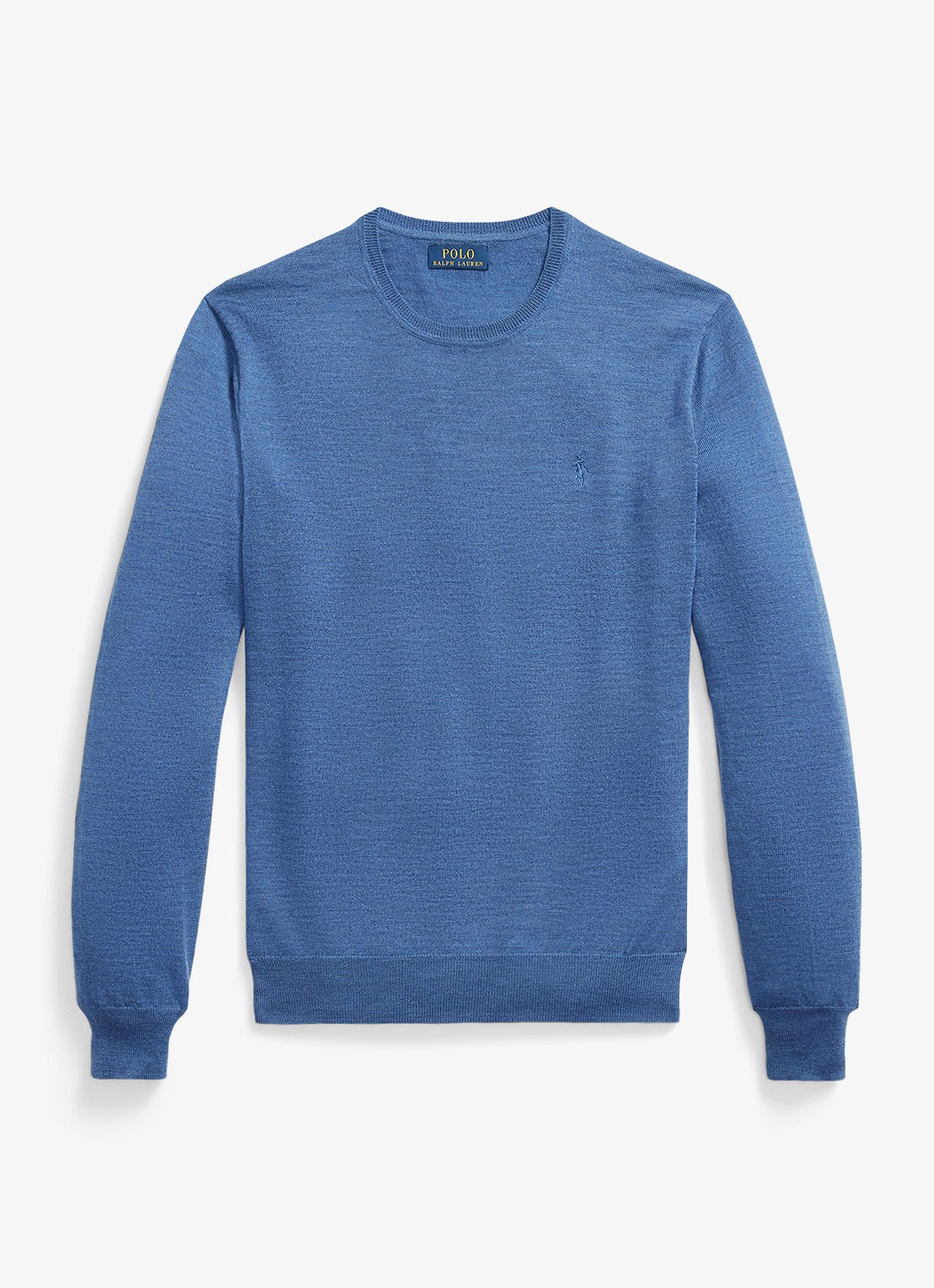 Ralph Lauren Fijngebreide trui met logoborduring - voorkant clarity blue heather / blauw