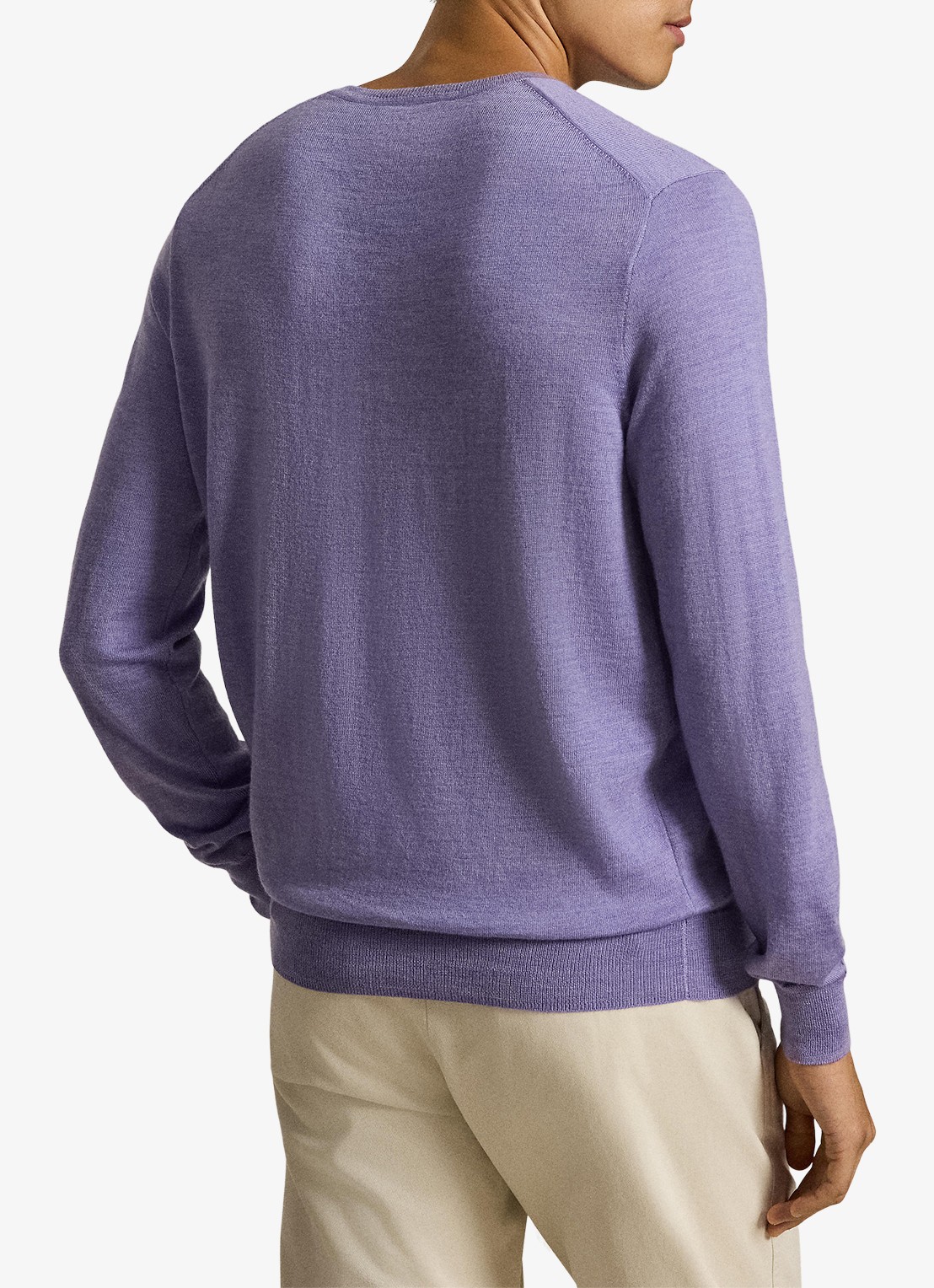 Ralph Lauren Fijngebreide trui met logoborduring - achterkant 4 honeycreeper purple heather / paars