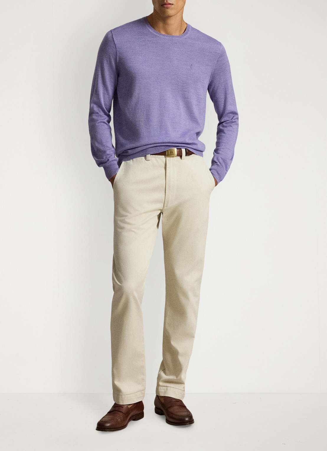 Ralph Lauren Fijngebreide trui met logoborduring - detail honeycreeper purple heather / paars