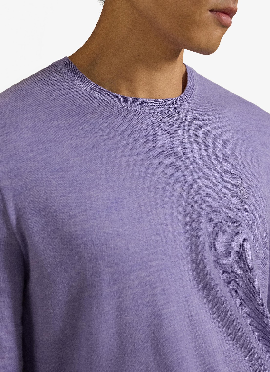 Ralph Lauren Fijngebreide trui met logoborduring - detail 2 honeycreeper purple heather / paars