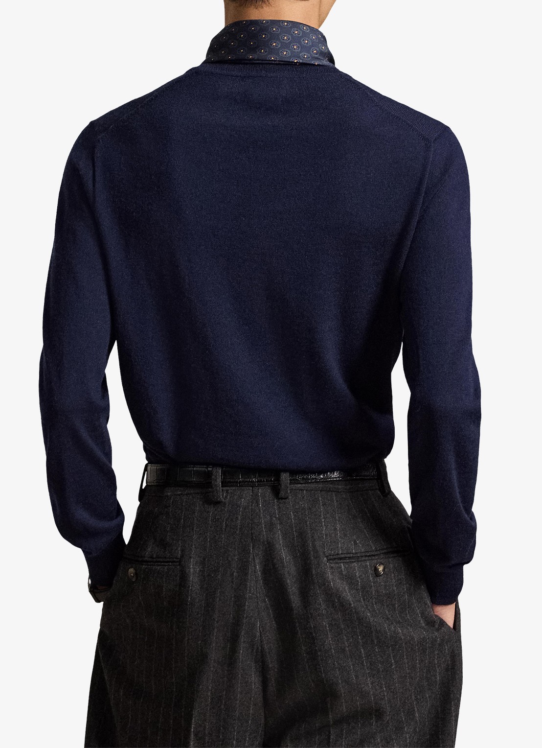 Ralph Lauren Fijngebreide trui met logoborduring - achterkant 3 hunter navy / donkerblauw