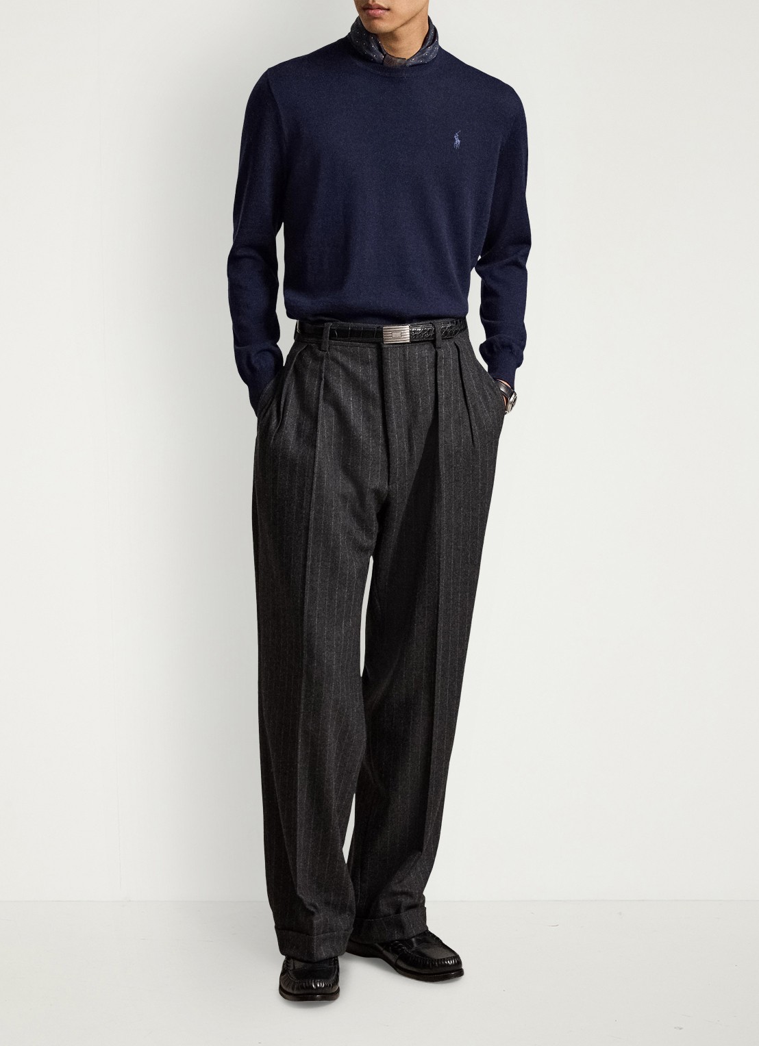 Ralph Lauren Fijngebreide trui met logoborduring - detail hunter navy / donkerblauw