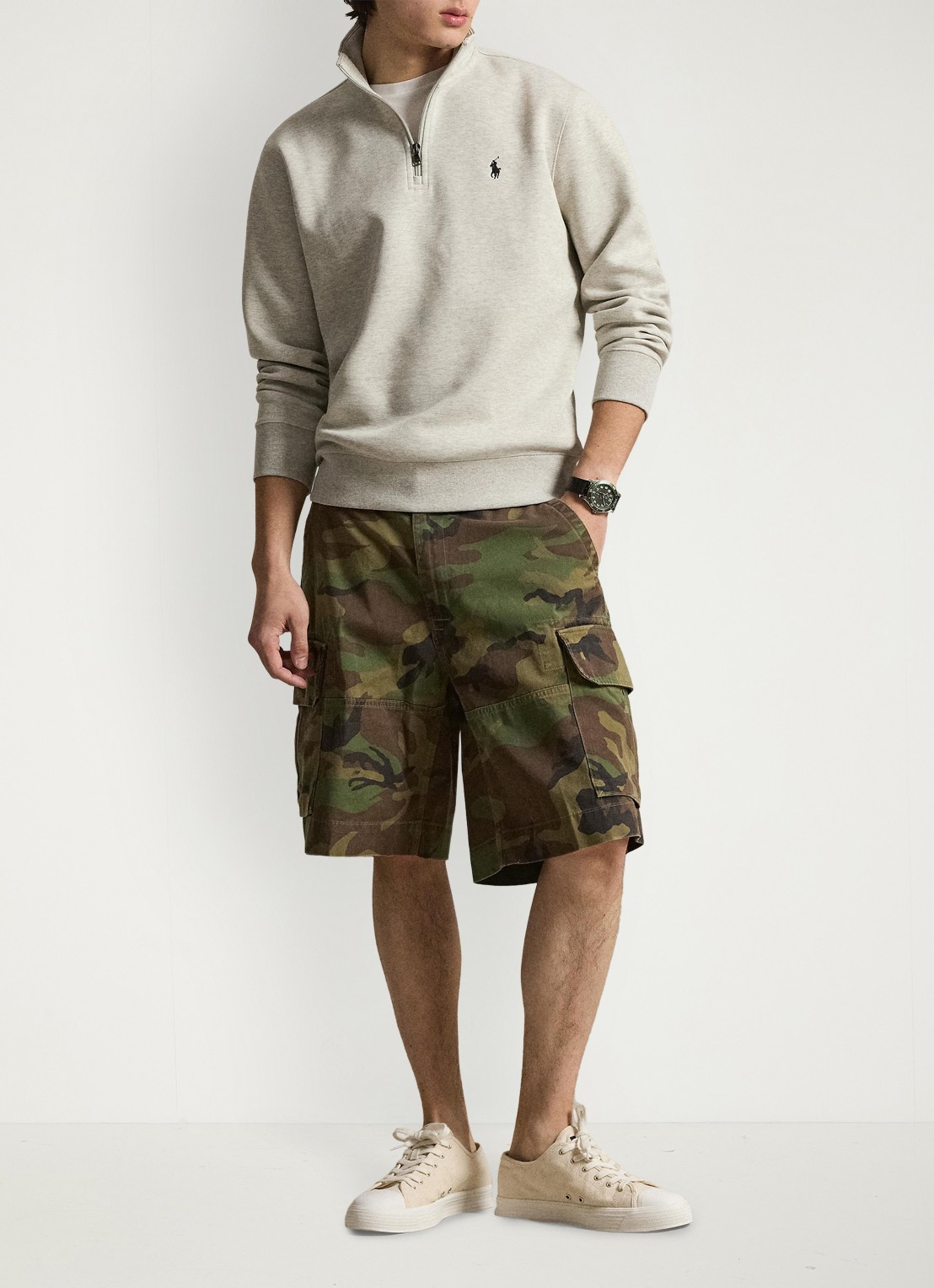 Ralph Lauren Fijngebreide trui met logoborduring - detail 2 lt sport heather / grijs