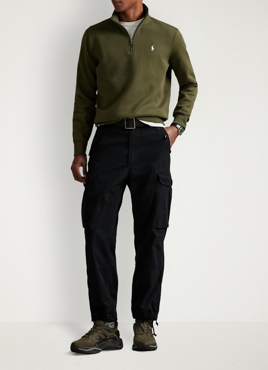 Ralph Lauren Fijngebreide trui met logoborduring - voorkant 4 olijfgroen