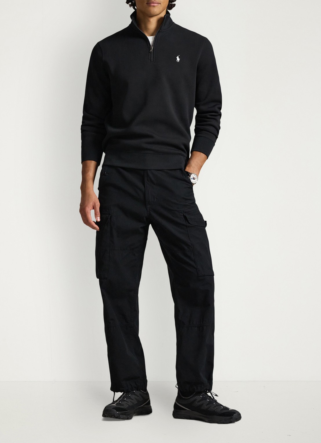 Ralph Lauren Fijngebreide trui met logoborduring - voorkant 3 zwart