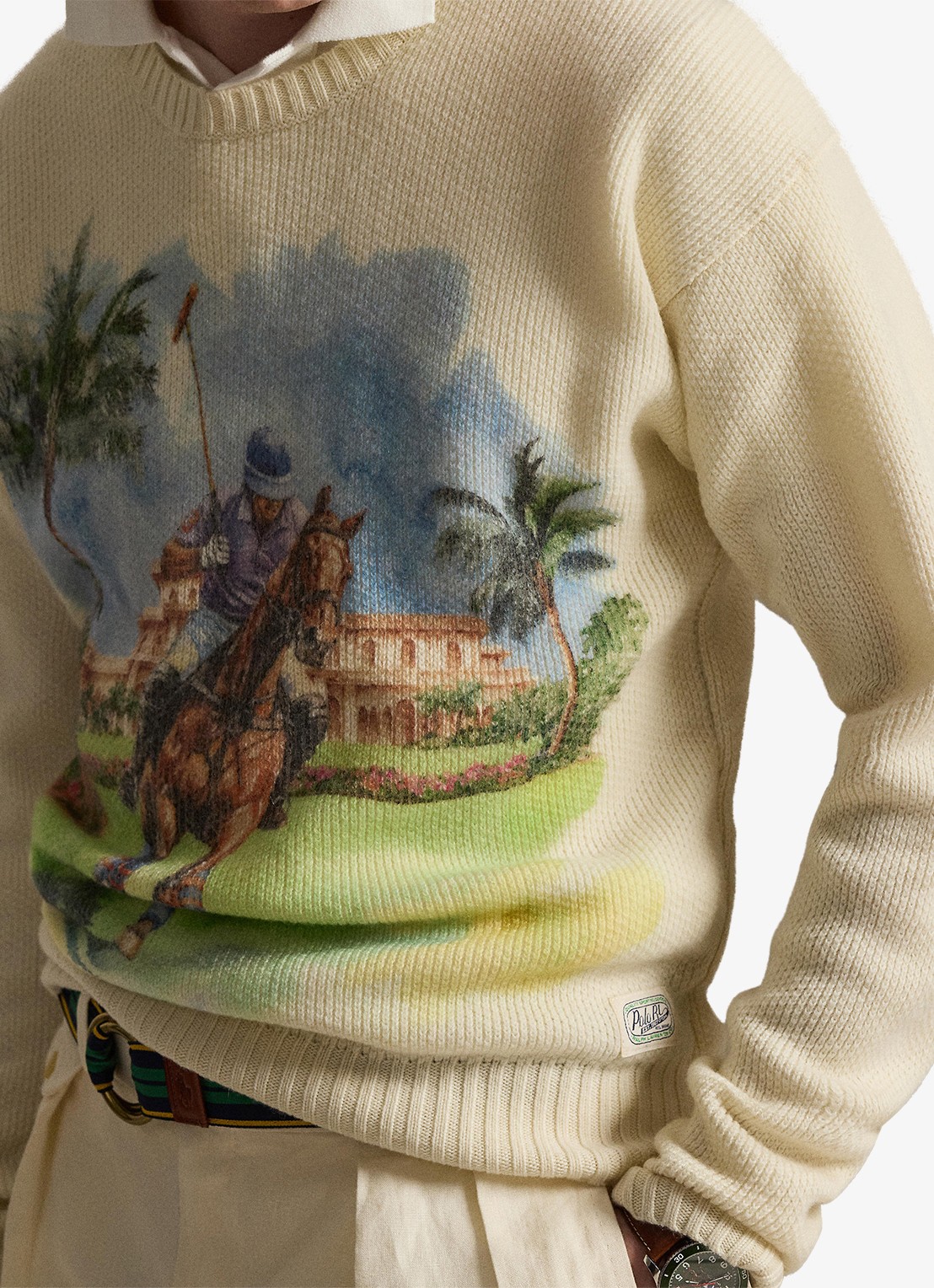 Ralph Lauren Fijngebreide trui met print - detail 5 beige