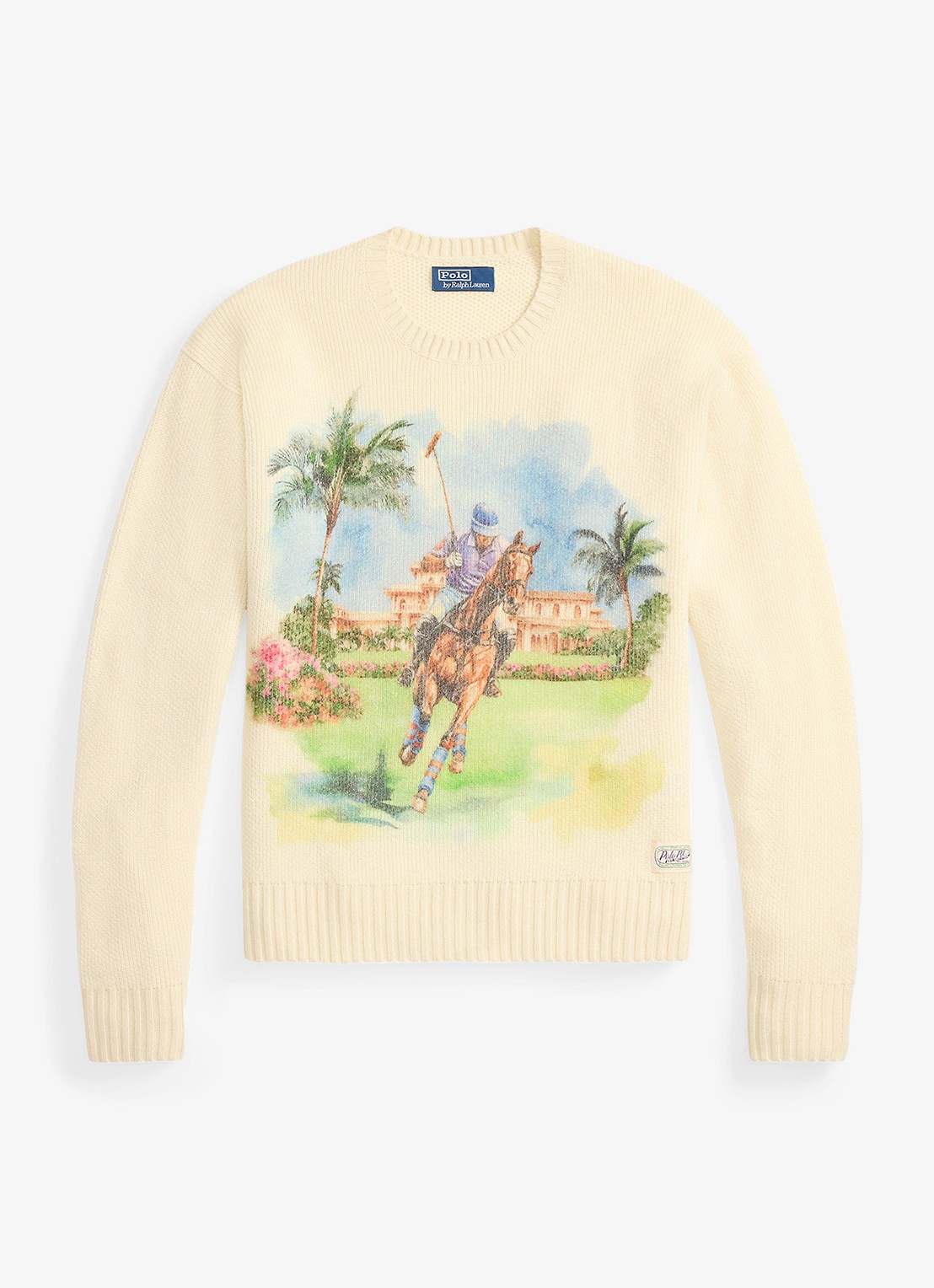 Ralph Lauren Fijngebreide trui met print - voorkant 2 beige