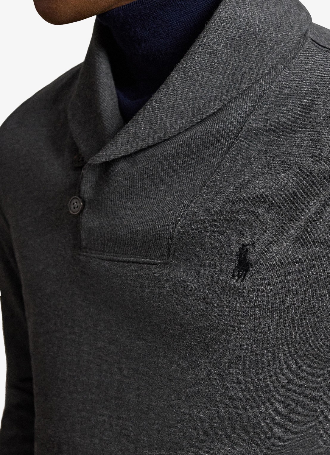 Ralph Lauren Fijngebreide trui met sjaalkraag - detail 4 windsor heather / grijs