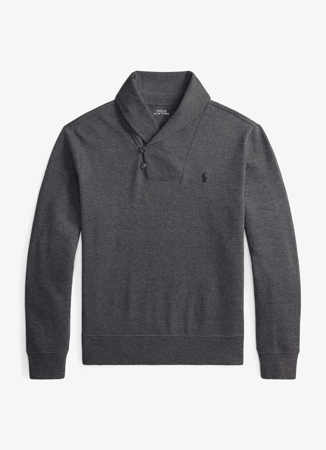 Ralph Lauren Fijngebreide trui met sjaalkraag - voorkant windsor heather / grijs