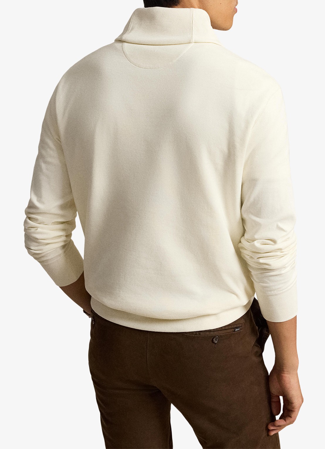 Ralph Lauren Fijngebreide trui met sjaalkraag - achterkant 3 pale cream / crème