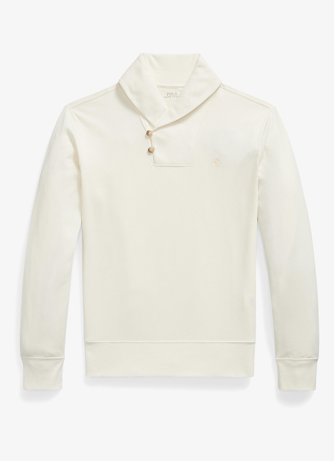 Ralph Lauren Fijngebreide trui met sjaalkraag - voorkant 4 pale cream / crème