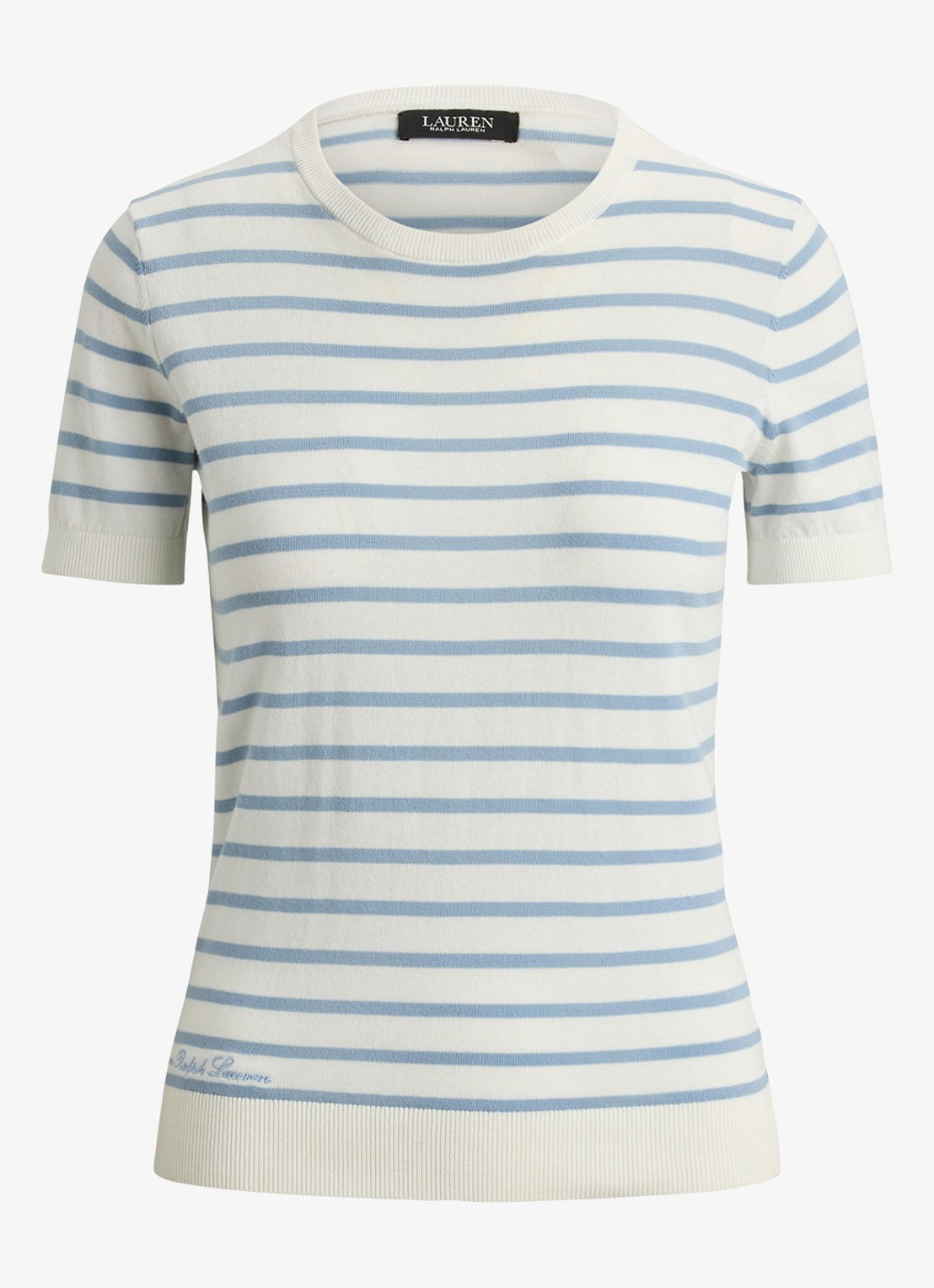 Ralph Lauren Fijngebreide trui met streepprint - voorkant white/blue note  / blauw