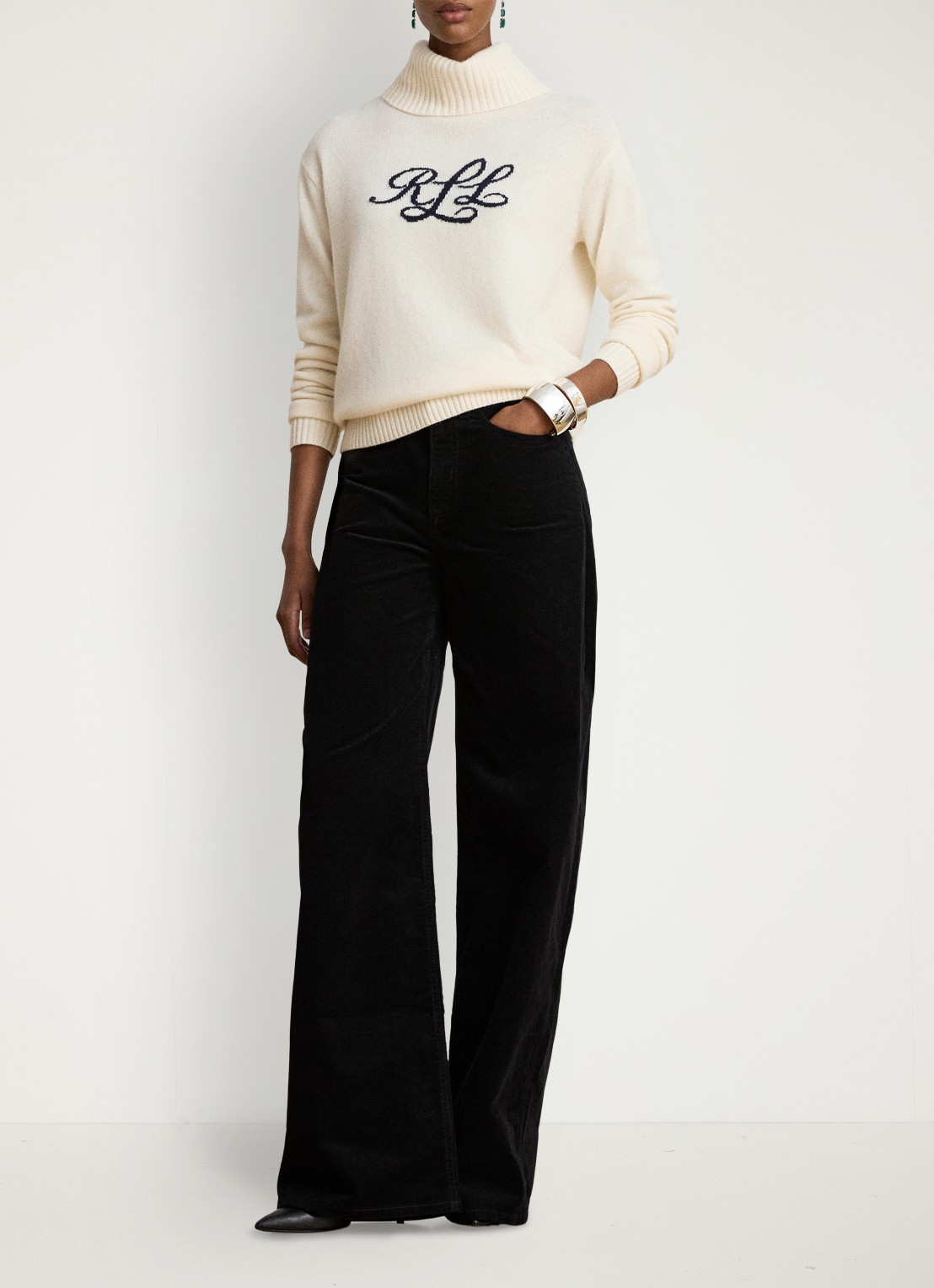 Ralph Lauren Fijngebreide trui van kasjmier met ingebreide logoprint  - voorkant 4 creme